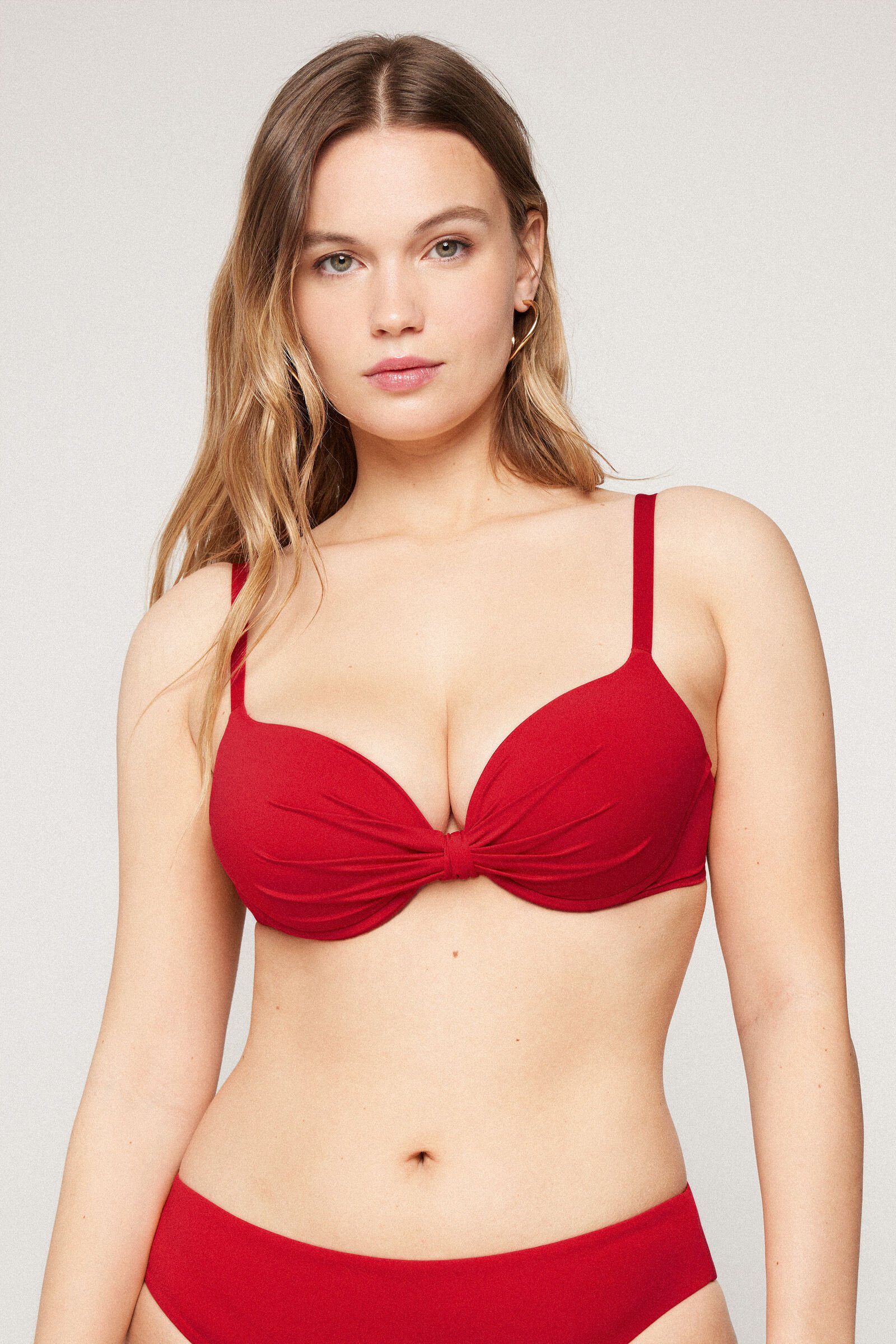 Sujetador de Bikini Push-Up Relleno Ligero Timeless Look Rojo Brillante — imagen 4