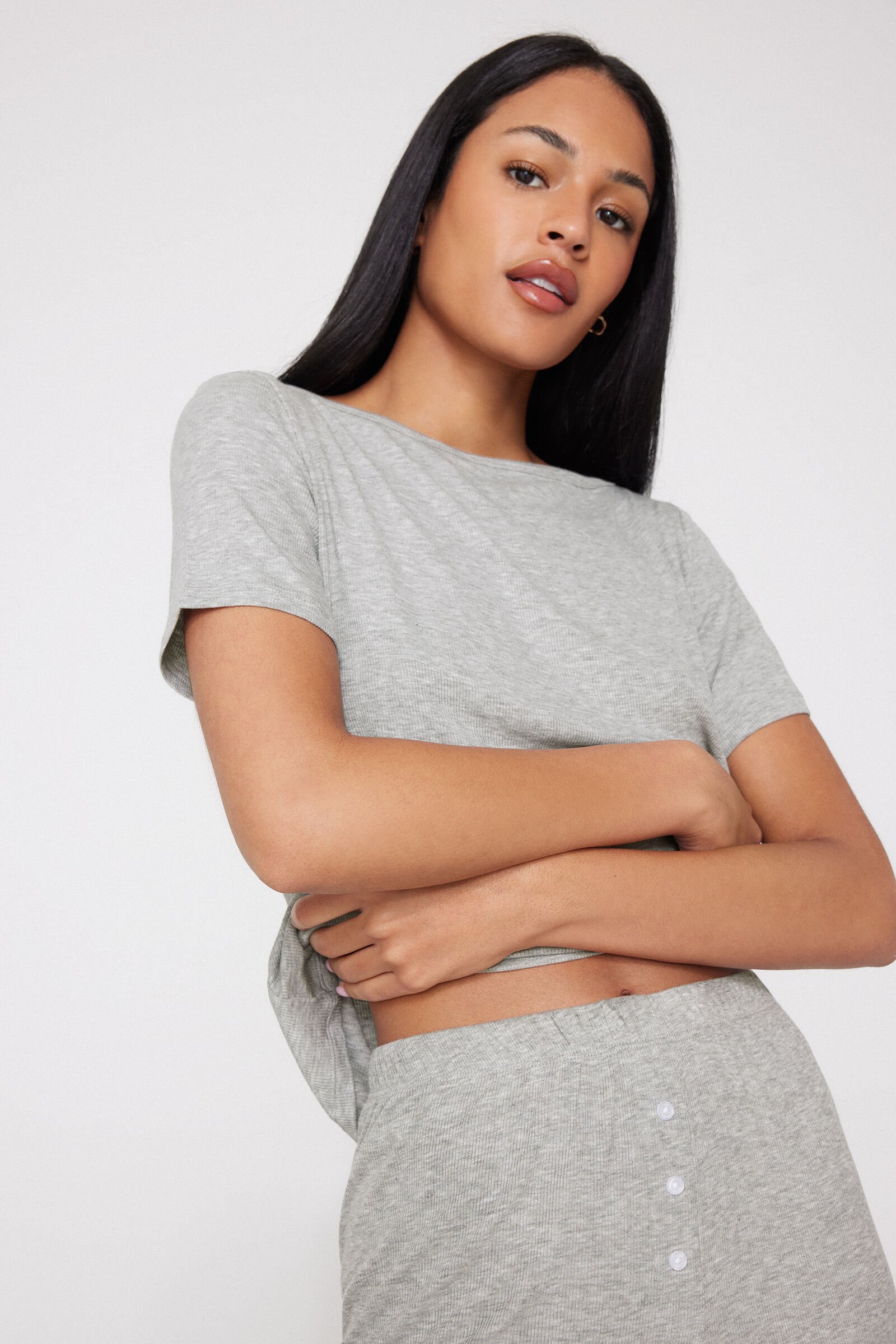 Pijama Corto Canalé Viscosa Cuello Barco — imagen 2