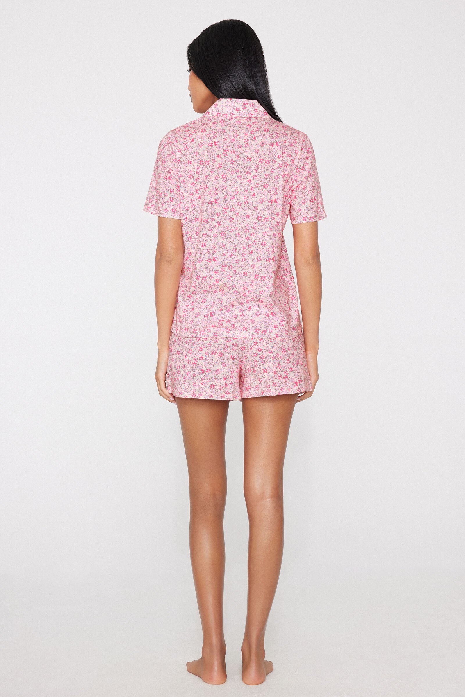 Pijama Corto Abierto de Algodón Flores — imagen 4