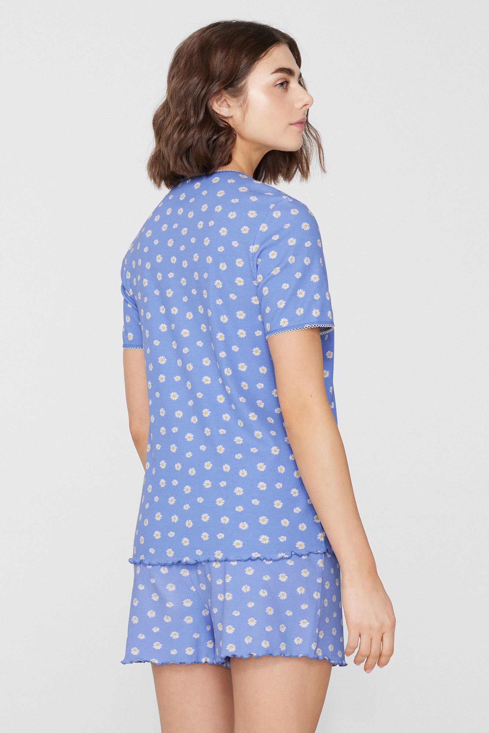 Pijama Corto Canalé Algodón Margaritas — imagen 4