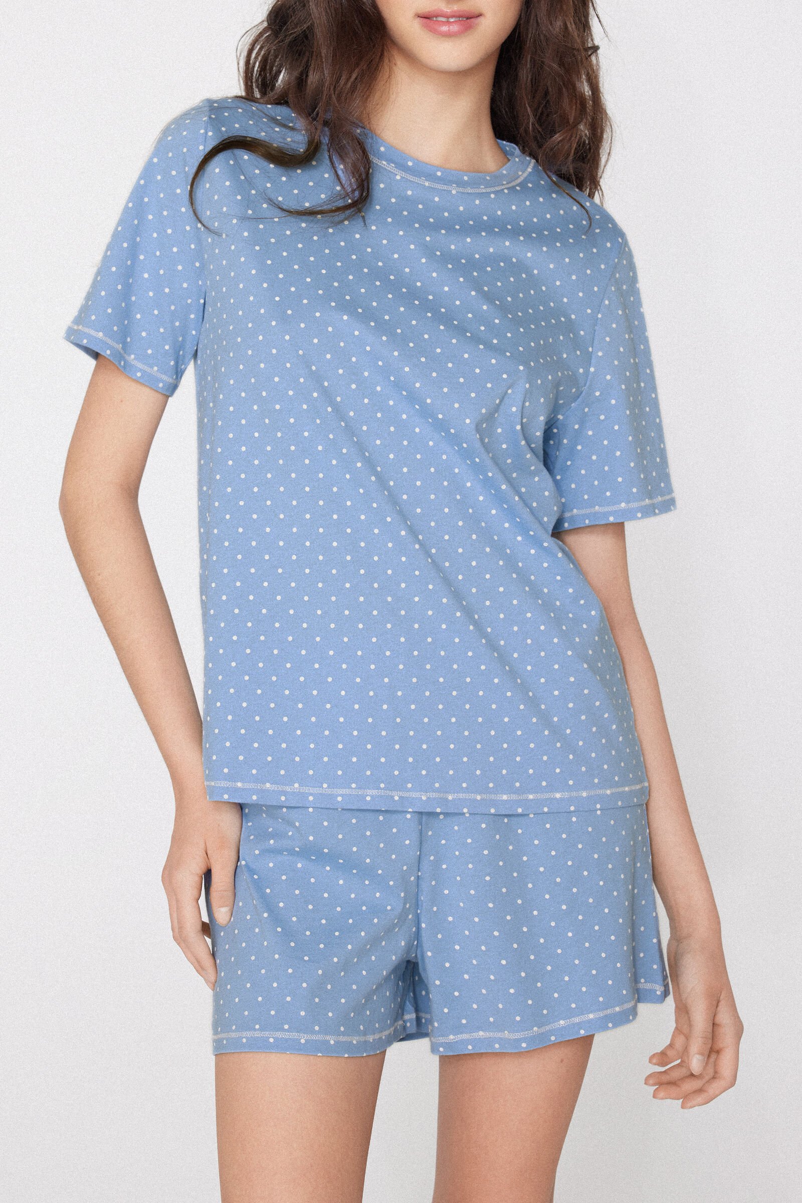 Pijama Corto Algodón Estampado Lunares — imagen 3